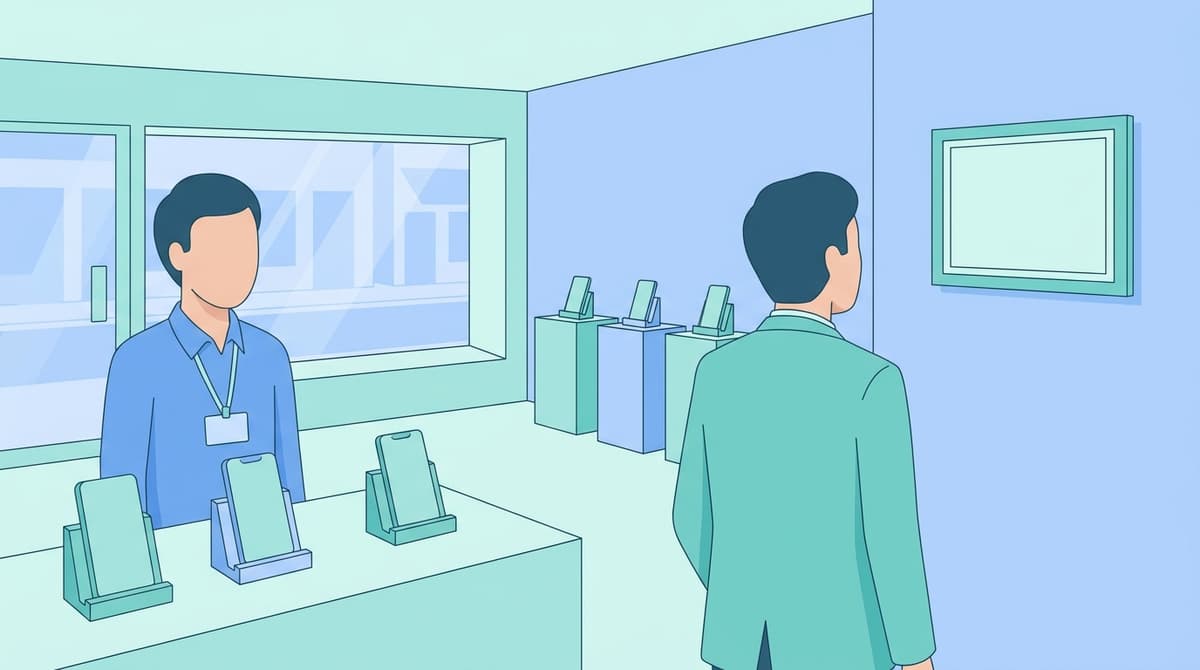 휴대폰 매장 사전승낙서와 판매자 확인 일러스트